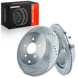 A-Premium Juego de discos de freno traseros perforados y ranurados compatible con Nissan Pathfinder 2013-2019 Quest Murano Infiniti QX60 QX70 Q50 Q60 Q70 Q70L FX35 FX37 FX45 JX35 M35h M37 M56 Juego de 2 piezas