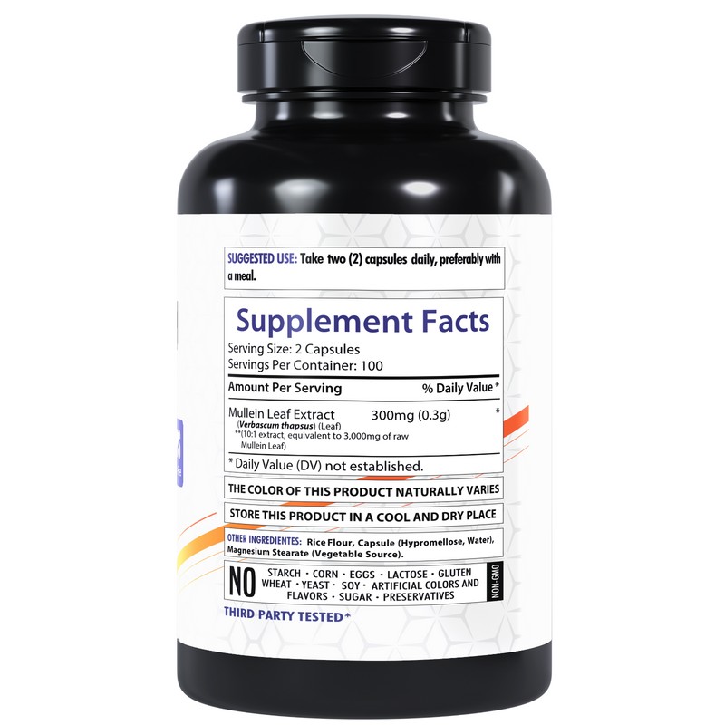 Healthfare Mullein Leaf Capsules | 3000mg | 200 Count |
