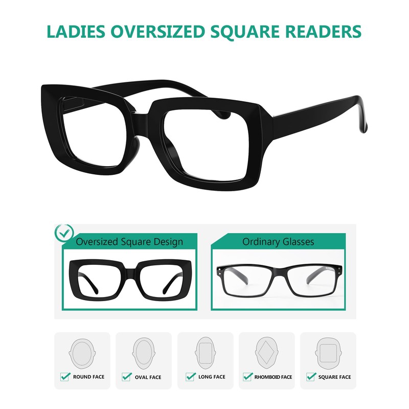 Eyekepper Pack of 4 Stylish Glasses for Women - Black