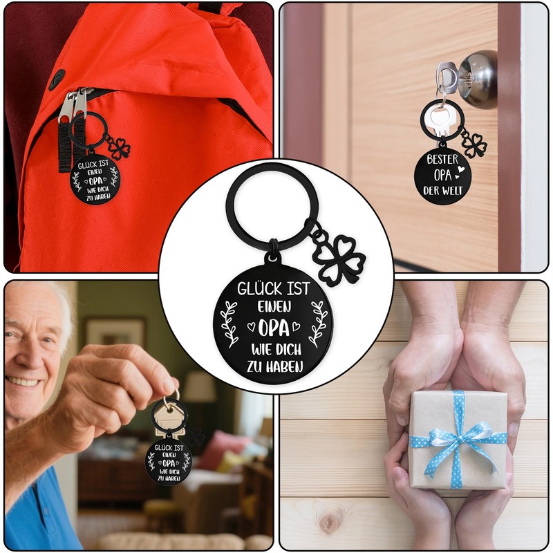 Tasoraor Best Grandpa Gift Keyring – Double-Sided Engraving Key Ring