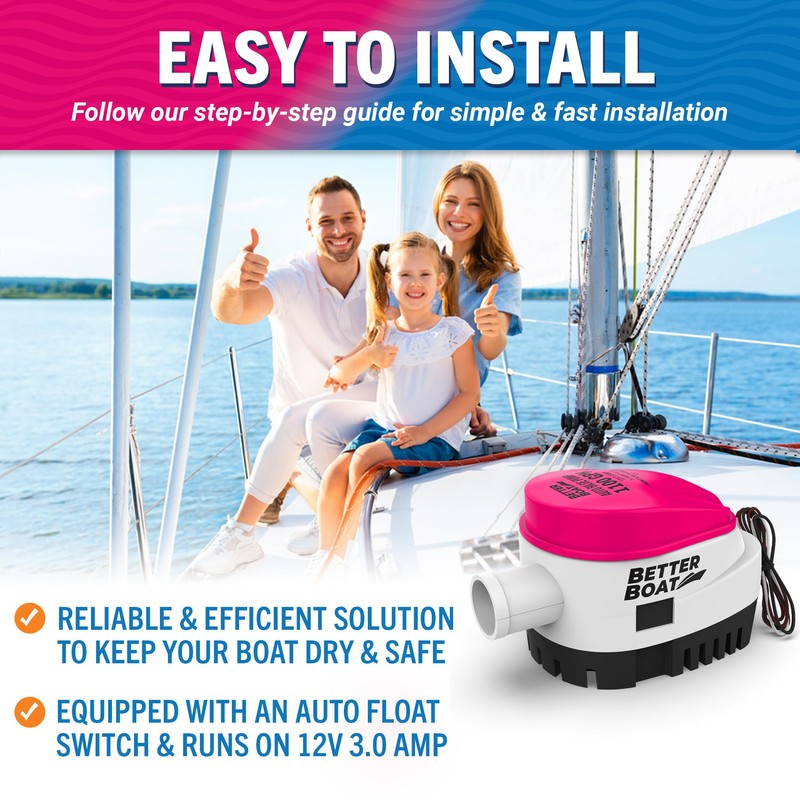 Better Boat Automatic Bilge Pump, 1100 GPH 12V Submersible Pump