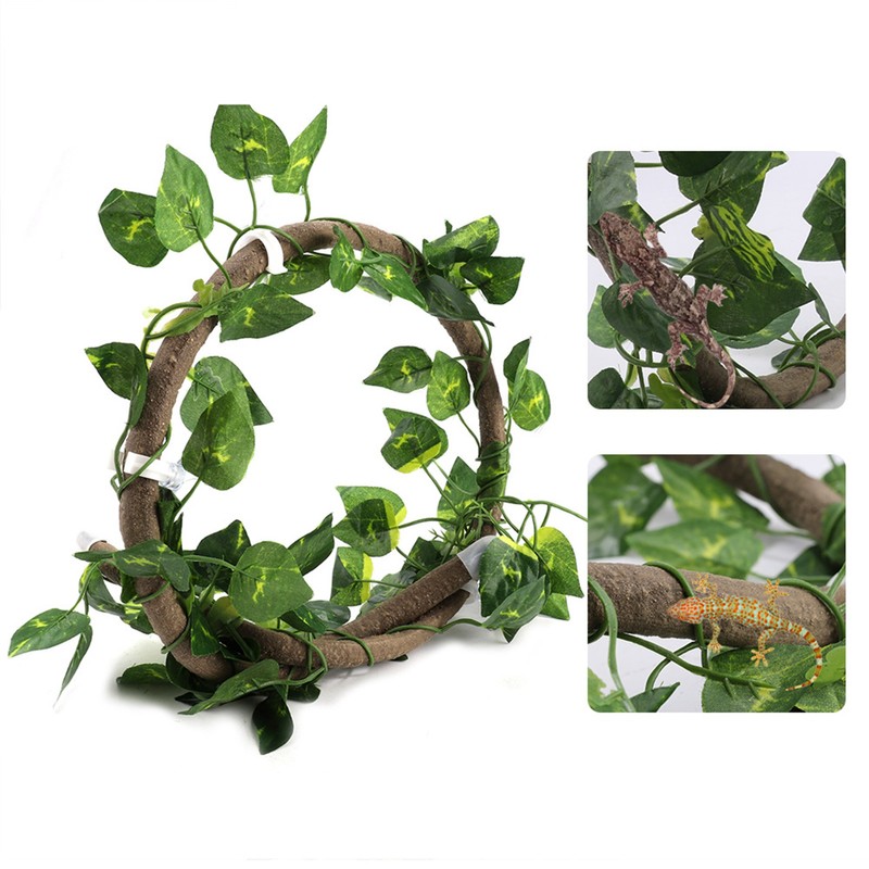 Reptile Climbing Branch Flexible Jungle 3.28ft Rattan 1Pc Vine(3.28ft Rattan+Scindapsus