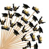 100 Pcs Graduation Cocktail Picks Irish 4.7 Inch Bachelor Hat