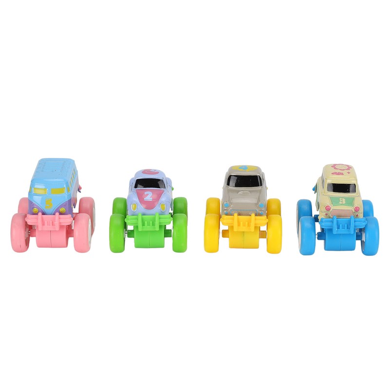 4pcs Pull Back Car Toys Cartoon Q Version Alloy Vehicle