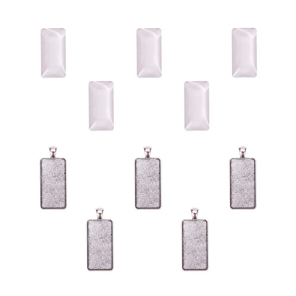 PH PandaHall 5 Sets Pendant Makings - 5pcs Rectangle Antique