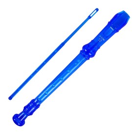 A-Star Soprano Descant School Recorder Instrument English Baroque Fingering - Key C with Learning Chart Bag Cleaning Stick - Blue