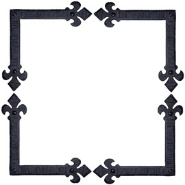 4 Pack 6" Metal L Bracket for Furniture - Black - Handmade Decorative Steel Brackets - Rustic Metal Corner Brackets for Front Doors, Gates, Garages, Tables & Cabinets - The Fleur De Lis Series