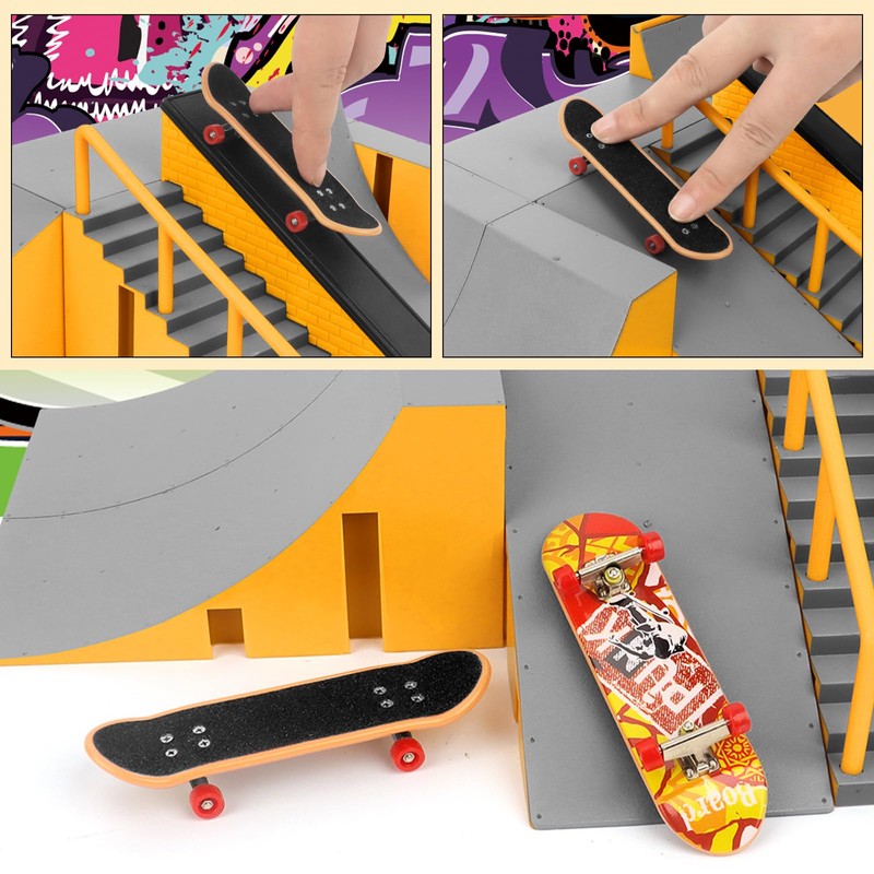 Mini Finger Skateboard DIY Skateboard Ramp and Assembly Ramp Accessories