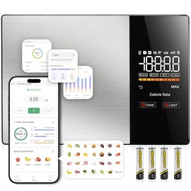 KUAIVO Smart Nutrition Food Scale with LED Display, Tracks Calories, Fat, Carbs & Protein via App, 1g Precision Digital Kitchen Scale for Healthy Eati