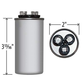 Dual Run Capacitor, 45+3 MFD, 440/370 VAC, Round