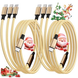 IDISON Cable de carga múltiple USB C [2 unidades de 4 pies], cable de carga 3 en 1, cable de carga múltiple USB-C trenzado de nailon con puerto tipo C