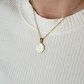 Acura-Styles Damen Kette Sternzeichen Steinbock Gold Edelstahl 18 Kt. Vergoldet Perlmutt Steinbock Anhänger Gold Wasserfest Nickelfrei Sternzeichen Kette Goldkette 45cm Schmuck Geschenk Damen