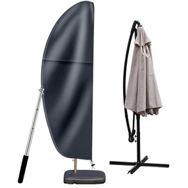 OKPOW Patio Umbrella Cover 9Ft To 14Ft - Waterproof Cantilever Umbrella Covers With Sturdy Zipper - Durable Hanging Banana Style Parasol Cover For Garden Beach Umbrellas