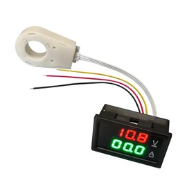 ZNDAW Volt Amp Meter, DC 5-100V 100A Dual Display Voltage Current Monitor with Hall Effect Sensor Transformer, Waterproof Digital Mini Voltmeter Ammeter Gauge with Connect Wires