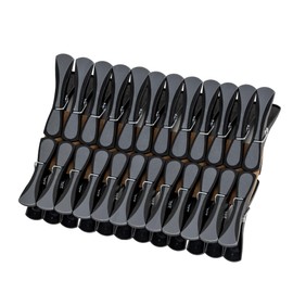 Wäscheklammern Mod. Bolt 24er Set extra Lange 8 cm Spannweite 4 cm Rutschhemmende Gummierung aus recyceltem Kunststoff schwarz Maße 8 x 4 x 1,7 cm