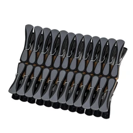 Wäscheklammern Mod. Bolt 24er Set extra Lange 8 cm Spannweite 4 cm Rutschhemmende Gummierung aus recyceltem Kunststoff schwarz Maße 8 x 4 x 1,7 cm