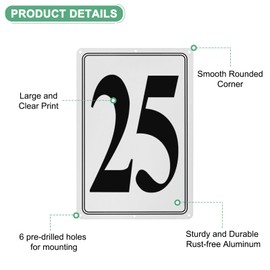 M METERXITY Aluminum Number Sign 25, 11.8 Inch House Numbers and Metal Letters, Parking Spot Letter Signs, Metal Letter Wall Decor for Garden/Door/Mailbox [Black Text On White]