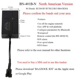 BAANOOL 4G GPS Tracker for Vehicles BN-401B-N No Subscription Free APP & Platform Car Motorcycle Tracker Device Hidden Intelligent Finder (BN401B-N 4G)