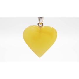 Amber Heart Pendant Yellow Colour with 925 Sterling Silver Bow Baltic Amber Pendant Necklace Amber Jewellery, Silver amber Silver, Amber