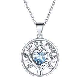 Supcare Women's Tree of Life Necklace, 925 Sterling Silver Birthstone Necklace, Tree of Life Pendant, Birthday Silver Chain, Chain Pendant, Fashion Jewellery, Accessory for Women and Girls, Sterling