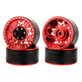 RZXYLRC 1.9 inch Metal Beadlock Wheel Rims Hubs for Axial SCX10 I II III 90046 SCX10 PRO Capra TRX4 RC4WD D90 1/10 RC Rock Car Crawler Upgrade Part,M Letter (red)
