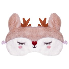 Christmas Reindeer Sleeping Mask, 3D Cute Soft Plush Sleeping Mask, Cartoon Eye Mask, Funny, Kids Sleeping Mask, Reindeer Sleeping Mask, Christmas for Night Nap Travel, Children, Girls, Women (A)