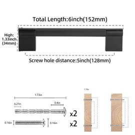 COTYKILEY 10 Pack 5 Inch(128mm) Matte Black Cabinet Handles Black Knurled Kitchen Cabinet Pulls Cabinet Door Handles Kitchen Cabinet Hardware Cupboard Drawer Pulls Dresser Handles