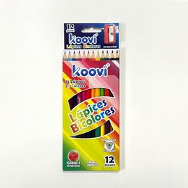 Koovi – Lápices Bicolores, C/12 PZ, 24 colores en 12 lápices, uso escolar o de oficina, modelo 2806-12