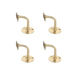 Infinity Decor Pack of 4 Traditional Handrail Brackets Polished Brass – Heavy Duty Wall Mounted Support Holds Banister Staircase and Railings