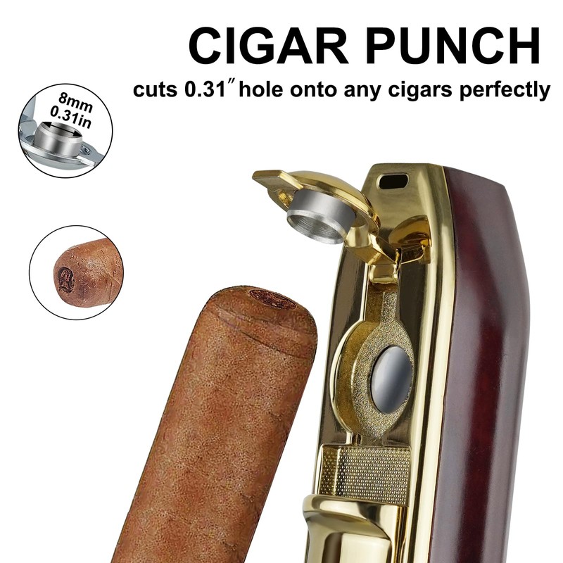 Cigar Lighters and Cutter Set Triple Jet Flame Lighter with