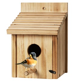 CLACKIBUKVYZ Wood Bird Houses for Outside, DIY Assembly Bluebird House Kit, Weatherproof Hanging Birdhouse, Attracts Bluebird/Finch/Wren to nest, Rustic Garden Decor for Bird Watching