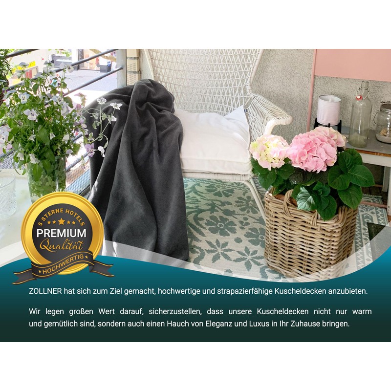 ZOLLNER Cuddly Blanket 130 x 170 cm Fleece Microfibre Grey