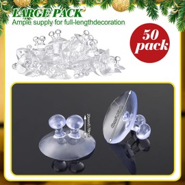 Tioncy 50 Pcs Christmas Light Suction Cups Clips PVC Mini Clear Plastic Suction Cups Hook Holiday Light String Hooks Holders Window Glass Suction Cup Clips for Xmas Decorations