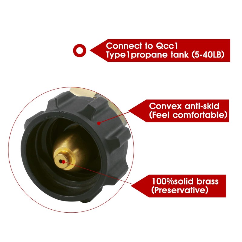 MOFLAME Propane Gas Brass Tee Adapter with 3 Port for