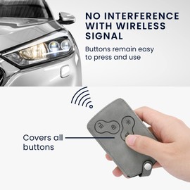 kwmobile Car Key Case Compatible with Renault 4-Button Car Key Card (Keyless Go Only) - Faux Leather Protective Key Case Cover Don't Touch My Key Grey