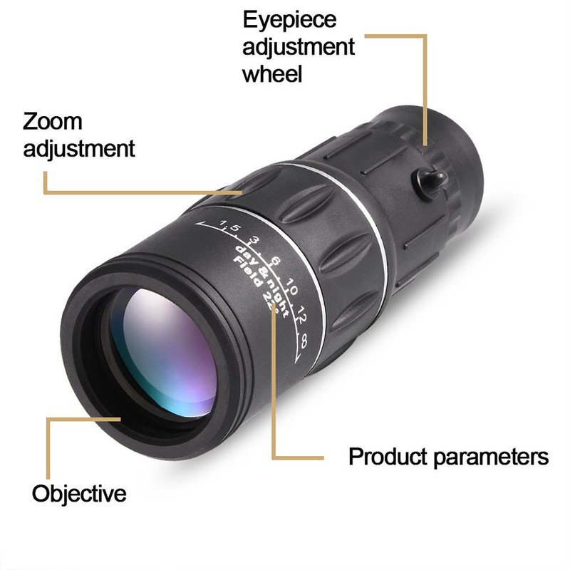 ASHATA Telescopio Monocular 16x Zoom Focus Preciso Telescopio de Teléfono