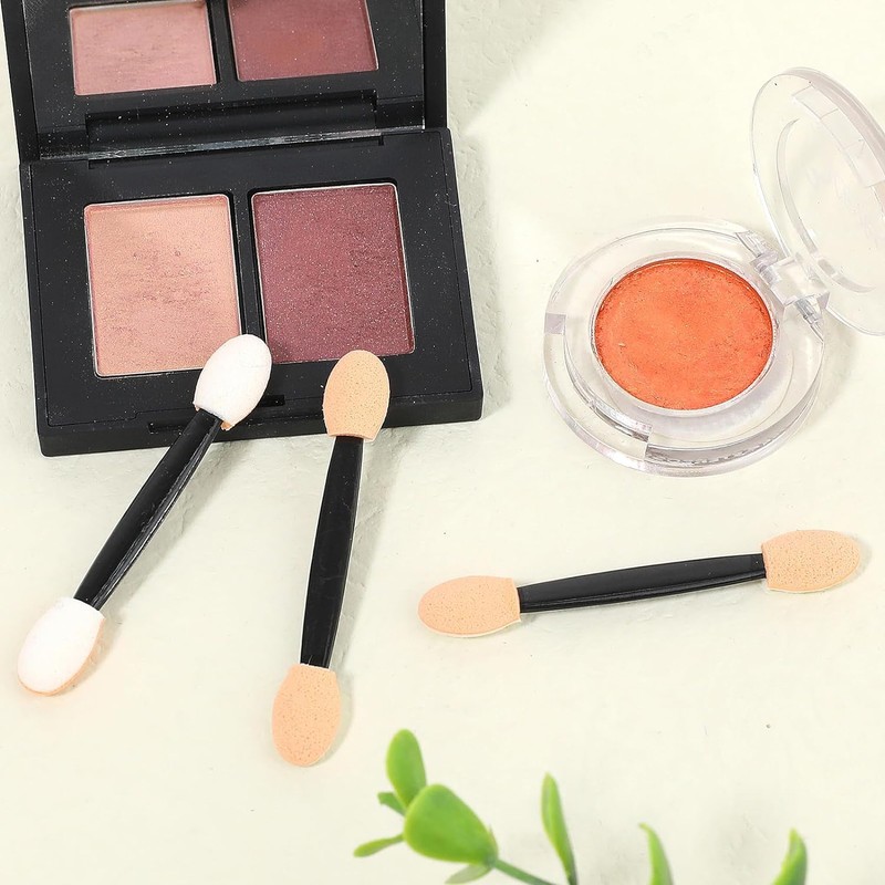 BEANPRECOY 100 Pcs Eyeshadow Brushes, Double-Ended Sponge Eyeshadow Applicators, Disposable