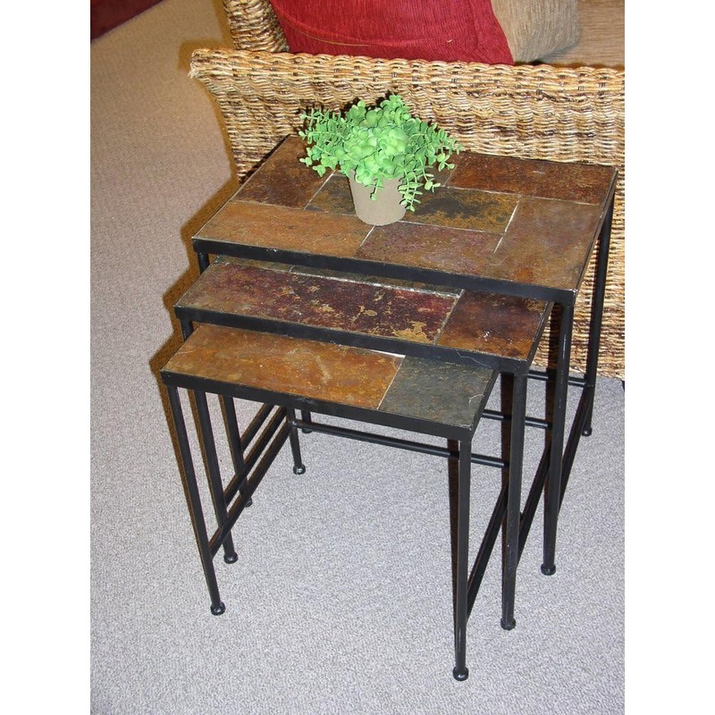 Zhongma Nesting Tables Set of 3, End Tables with Slate