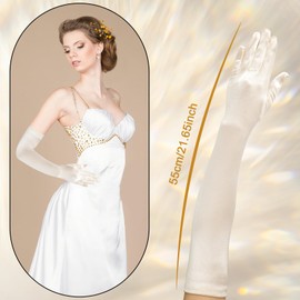 BLMHTWO Long Elbow Satin Gloves for Women Long Opera Satin Gloves Fancy Dress Gloves 1920s Style Prom Gloves for Women for Wedding Evening Graduation Party Opera (52 cm/20.47inch,champagne)