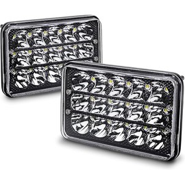 TRUE MODS 2pc Black 6x4 4x6 Inch LED Headlights Pair 45W H4 Square High Low Sealed Beam 2a1 1a1 H4652 H4666 H6545 H4651 H4656 Headlamp for Chevy Blazer K5 S10 C10 K10 Kodiak C4500 Car Golf Cart