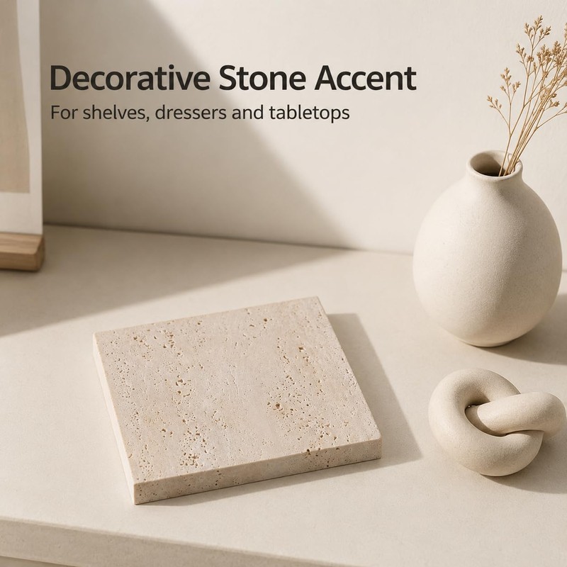 Artisanal Abode Travertine Display Tile, Single 3.94 Inch Square Stone