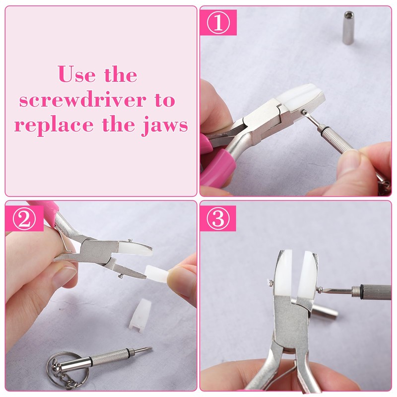 LEONTOOL Mini Flat Nose Pliers for Jewelry Making with 2