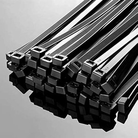 Akyandoo Pack of 100 Cable Ties Black White Strong Nylon Cable Ties in High Quality [KB1-Black-2.5x150]