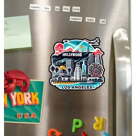 Texas Hart Designs Los Angeles Original Art Die Cut Glossy Fridge Magnet