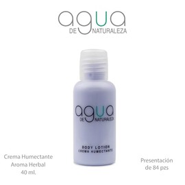 Agua de Naturaleza Crema Humectante Corporal, Aroma Herbal, 40 ml, 84 Piezas, Amenidades Hoteleras