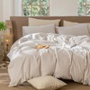 MooMee Striped Duvet Cover Set 100% Washed Cotton Linen Like