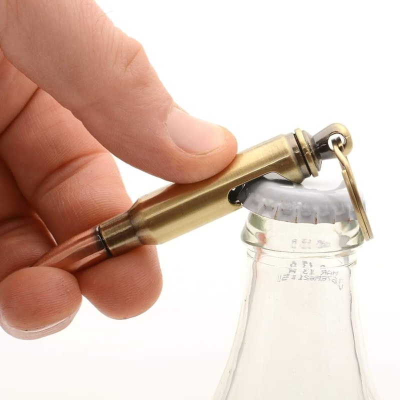 Retro Military Bullet Bottle Opener, .308 Winchester Design, Brass Keyring,