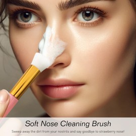 Jaasuee 6 Pieces Lash Brush Cleaning Set for Nose Cleaning, Blackhead Removal, Lash Wash & Makeup Application (Pink)