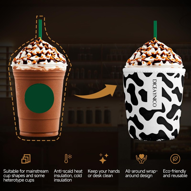 Diceaynico Cup Sleeve, 3 Pack Reusable Cup Cooler 3 Size