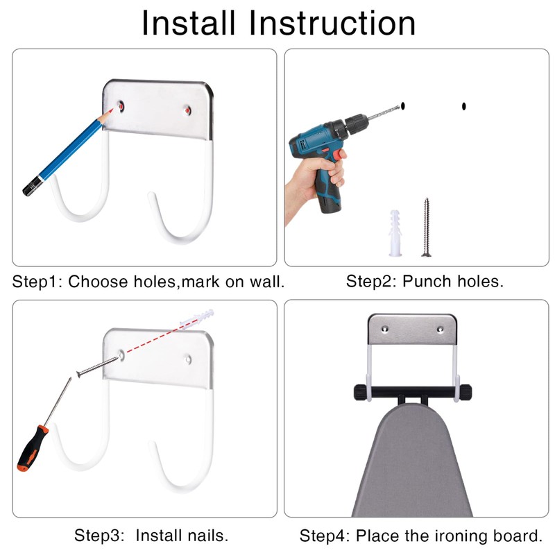 ZHMY Ironing Board Hanger Wall Mount, Ironing Board Holder for